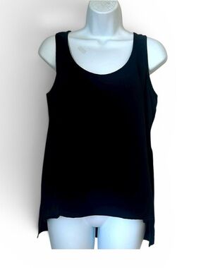 Eileen Fisher Women's Classic Black High Low Sleeveless Layer Top Blouse Size S